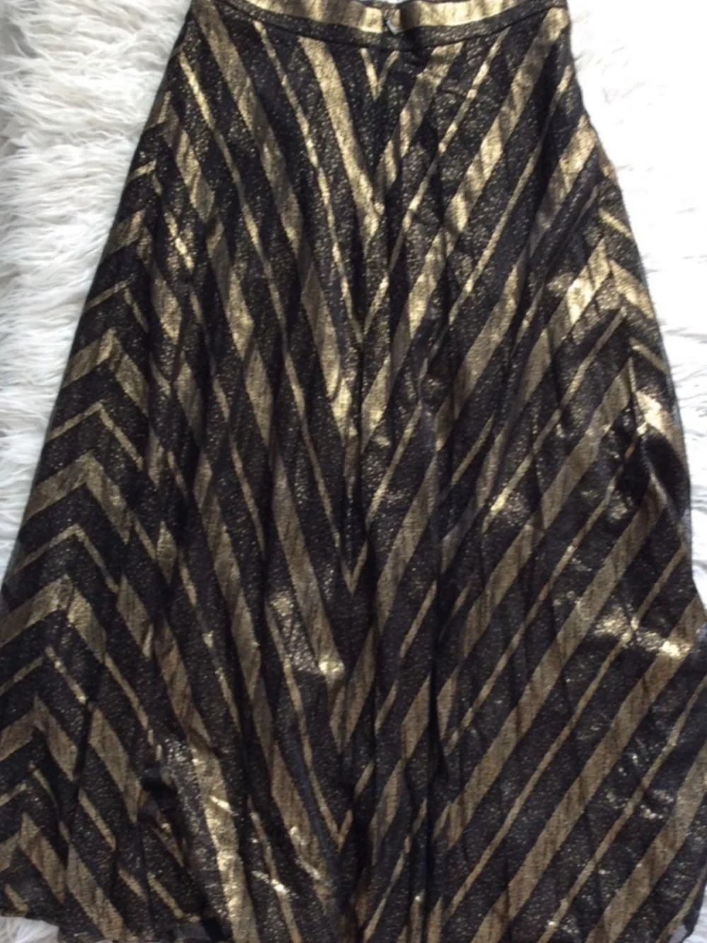 NWOT Zara High Waisted Pleated Metallic Skirt